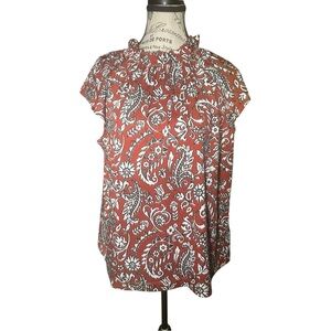 Jules & Leopold Red and White Paisley Blouse